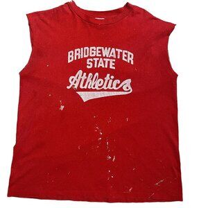 RARE Unisex Vintage Red Muscle Tank top with White Paint Marks Size XL (46-48)